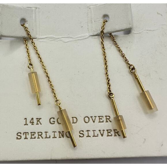 Madewell 14kt yellow gold over sterling silver threader post dangle earrings - Picture 1 of 4